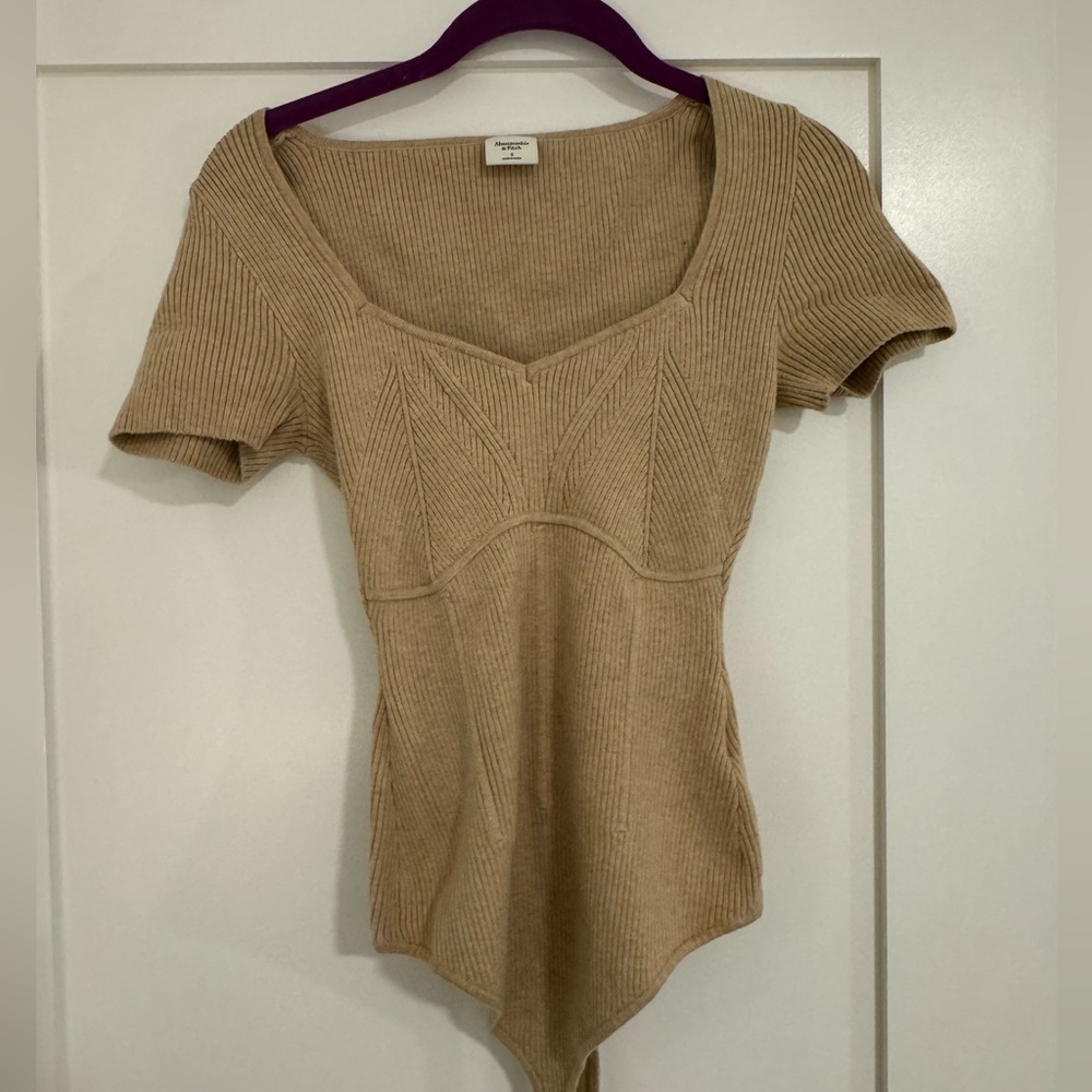 Abercrombie & Fitch Tan Ribbed Bodysuit
